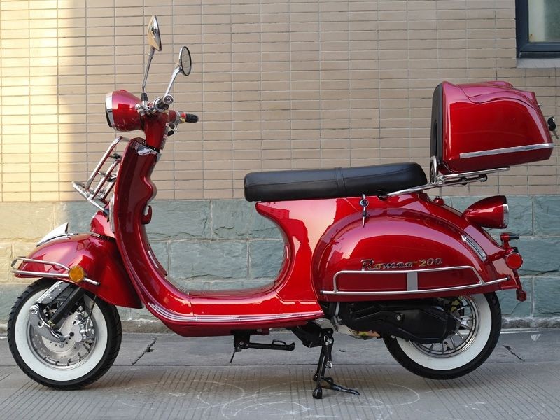 50cc Gas Scooter Romeo 50 Red Retro Style Body, Slick Design, Fully  Automatic